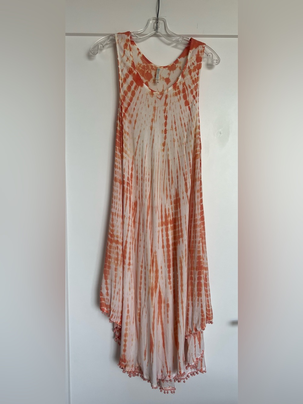 Cool Change Sleeveless Orange Tie-Dye Beach CoverUp/Midi Dress One Size